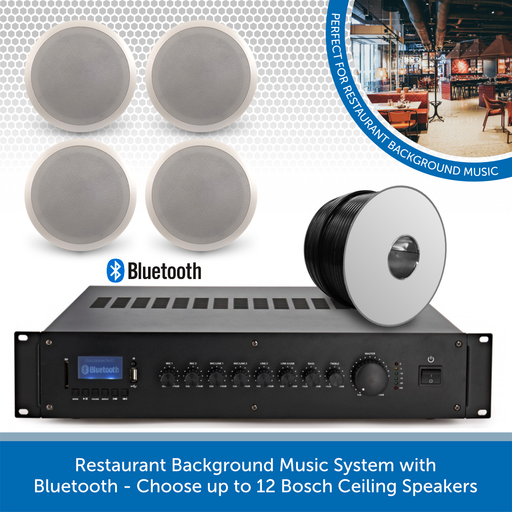 Restaurant Background Music System with Bluetooth - Choose up to 12 Bosch Ceiling Speakers
