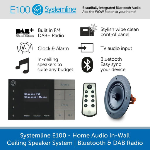 Systemline E100 Bluetooth /DAB Music System with Polk Audio In-Ceiling Speakers